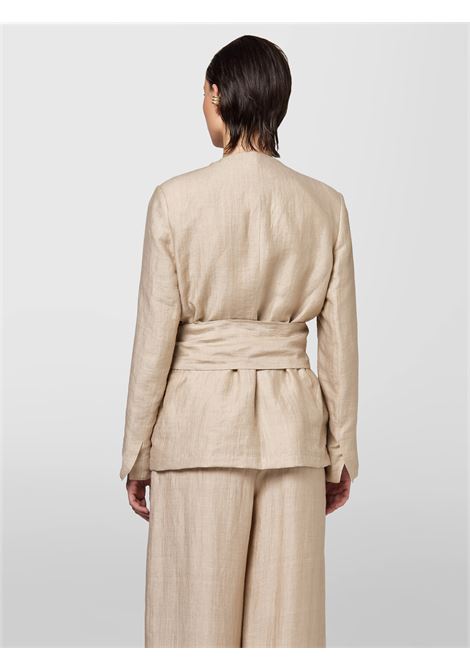 Alpha Studio beige linen blazer with belt and V-neck ALPHA STUDIO |  | AD-6611N2016